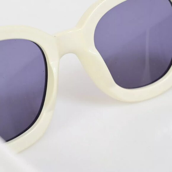 CHANEL Logo Sunglasses Eye Wear Plastic Black White main image 7